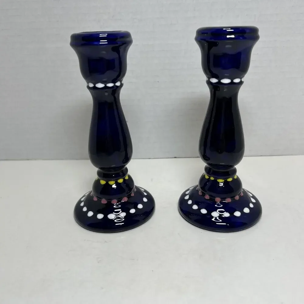Pair Of Cobalt Blue Ceramic 6